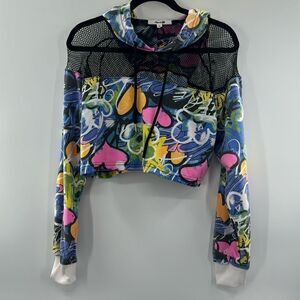 3For$20 Miss Self Multi-Color Crop Net Shoulder Hoodie size L